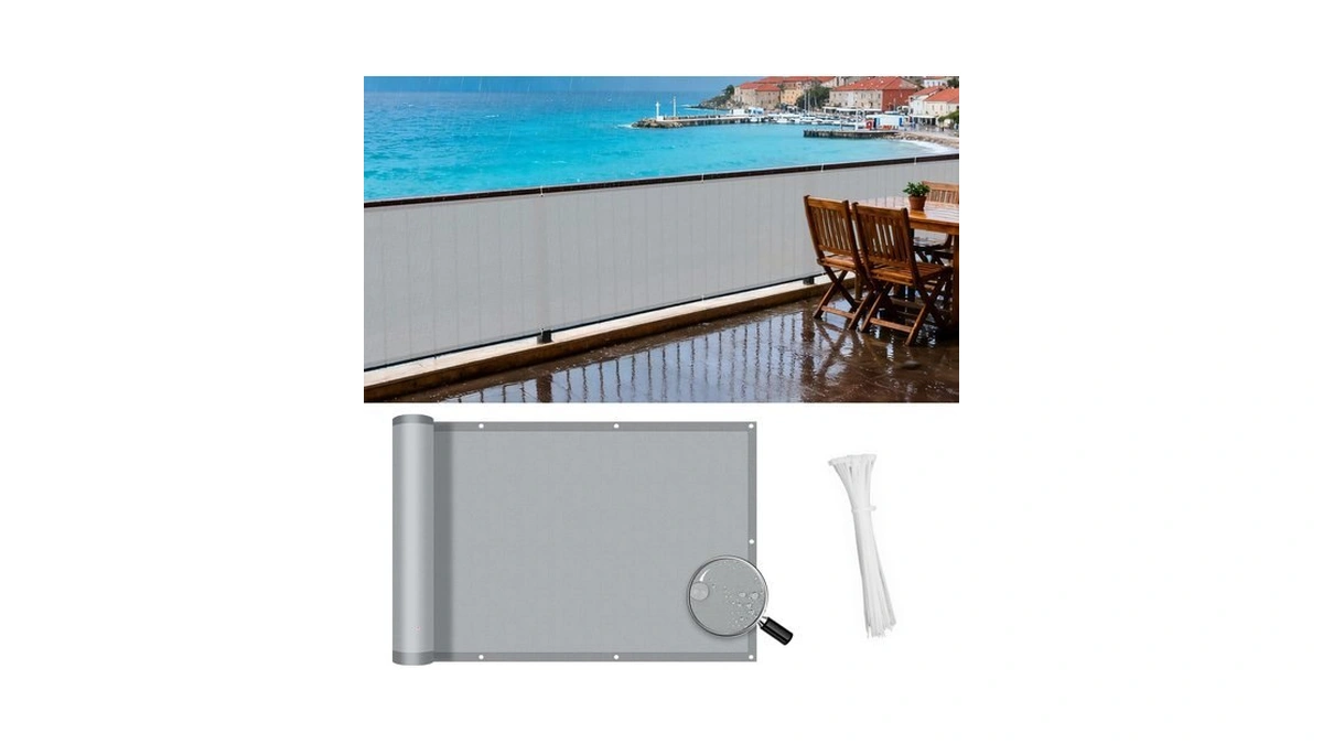 Sunny Guard 3.3'x19.7' Waterproof Balcony Privacy Screen Pes Patio Fence