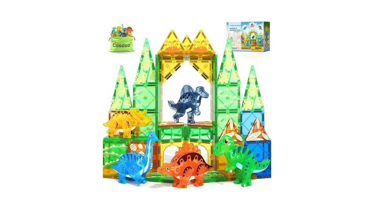 Dinosaur Toys Magnetic Tiles 3d Movable Dinos For Kids 3-5