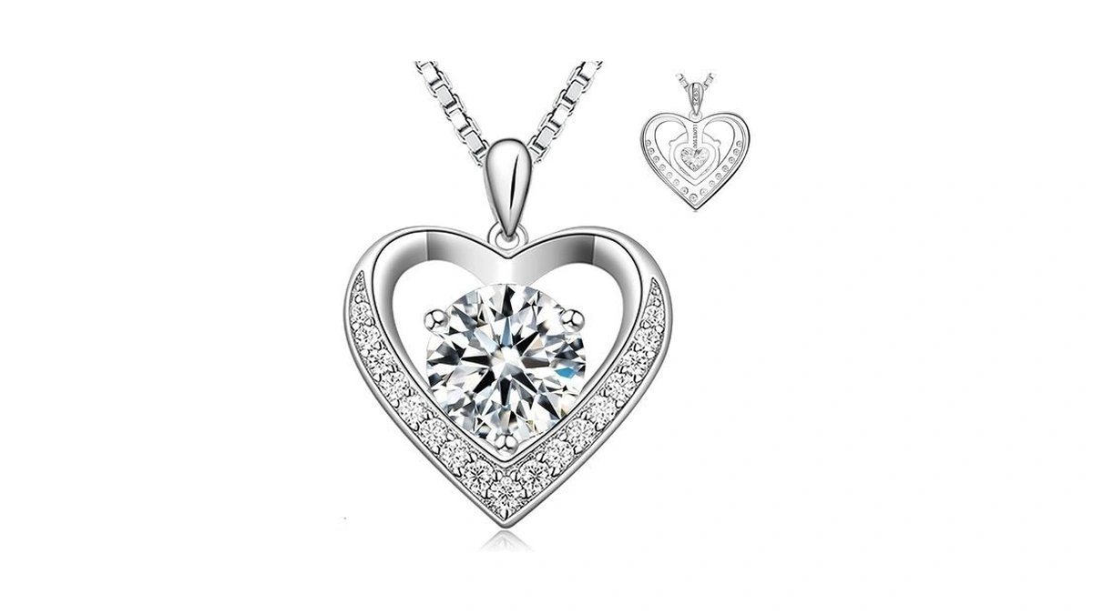 Moissanite Heart Pendant Necklace For Women - 925 Sterling Silver