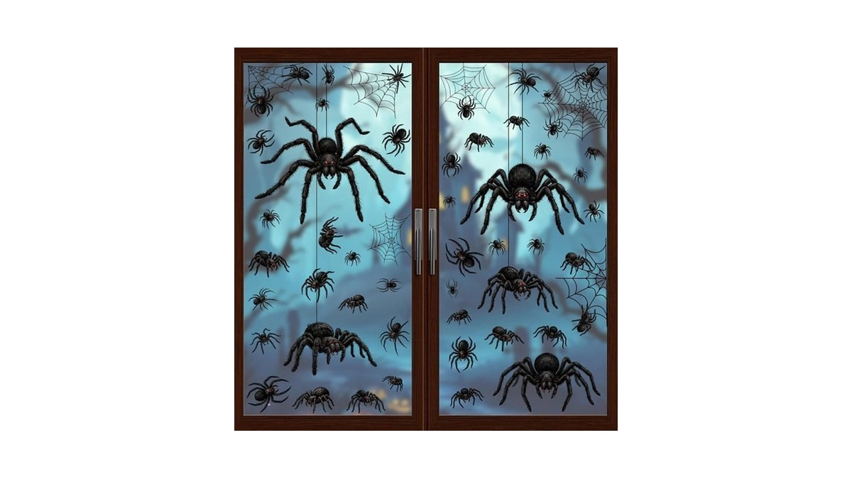 53 Pcs Spider Halloween Decorations, Halloween Window Clings For Home