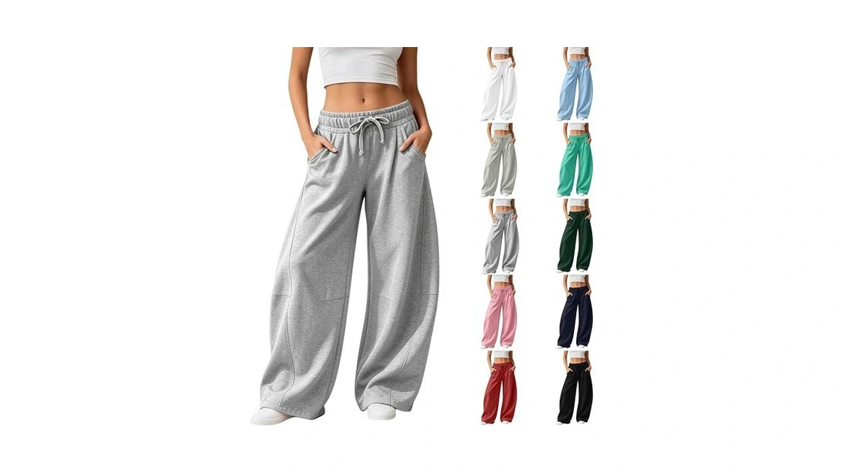 Womens Curved Blade Pants Casual Wide Leg Cargo Pants Barrel