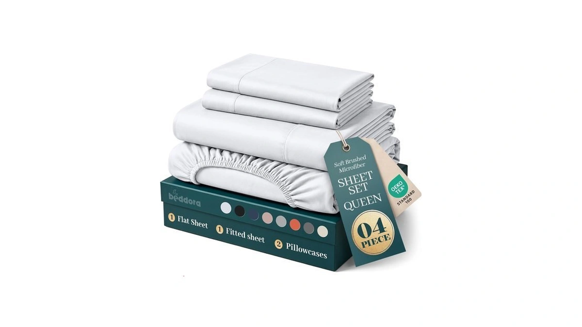 Queen Sheets Set, 4 Pcs 16" Deep Pocket Hotel Luxury