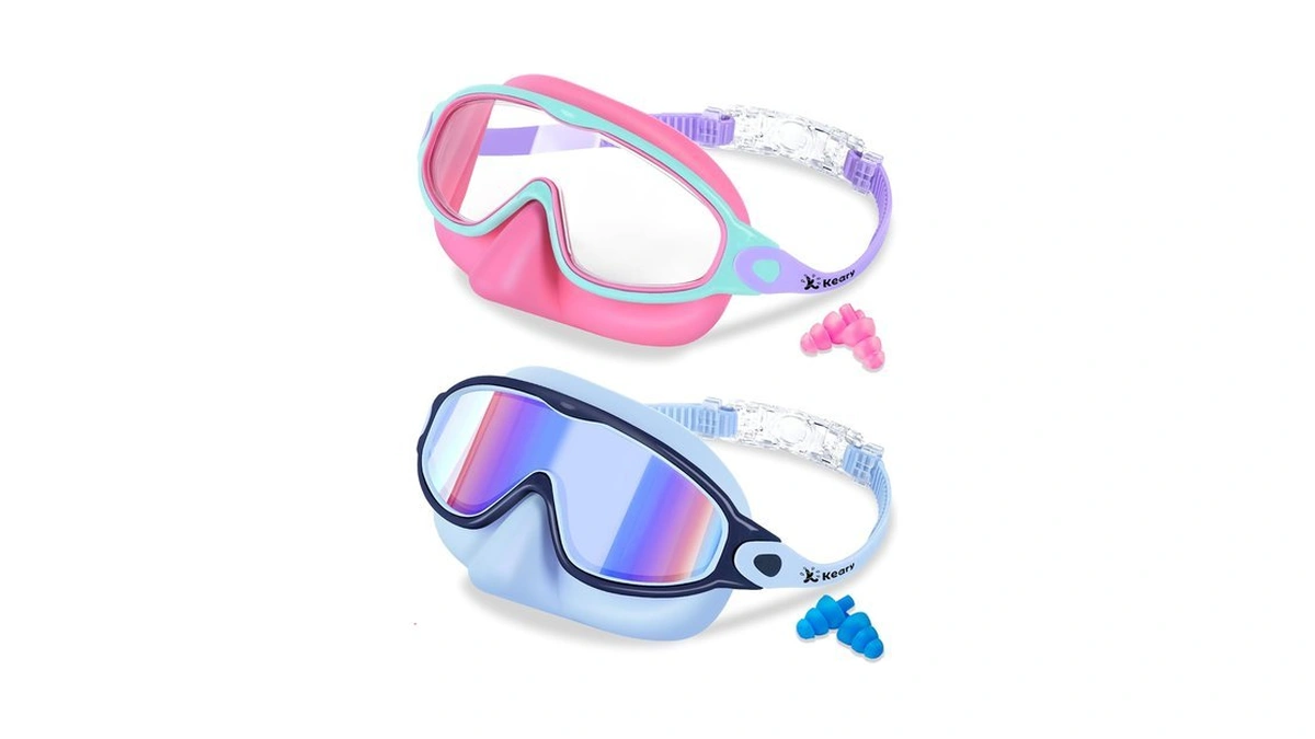 2 Pack Kids Swim Goggles With Nose Cover Anti-fog &