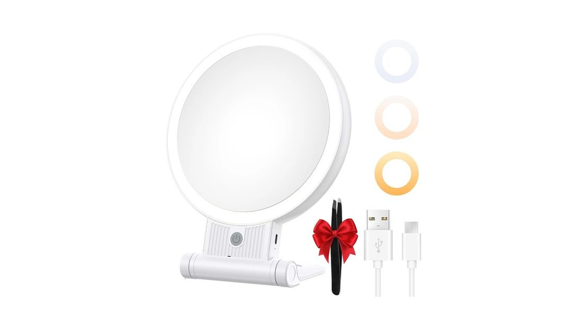 Tubbede Makeup Mirror With Light, 1x/30x, 3 Colors, Rechargeable 2000mah