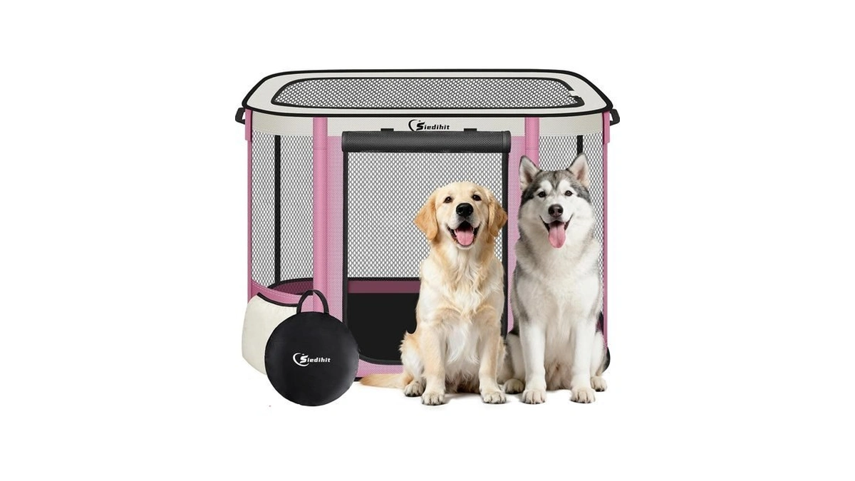 Siedihit Pink 40" Dog Playpen,cat Puppy Crate Indoor Outdoor