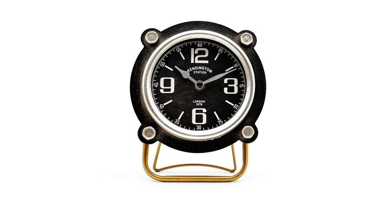 Glowmirth Steampunk Industrial Metal Retro Table Clock,handmade Vintage Desk Clock,battery