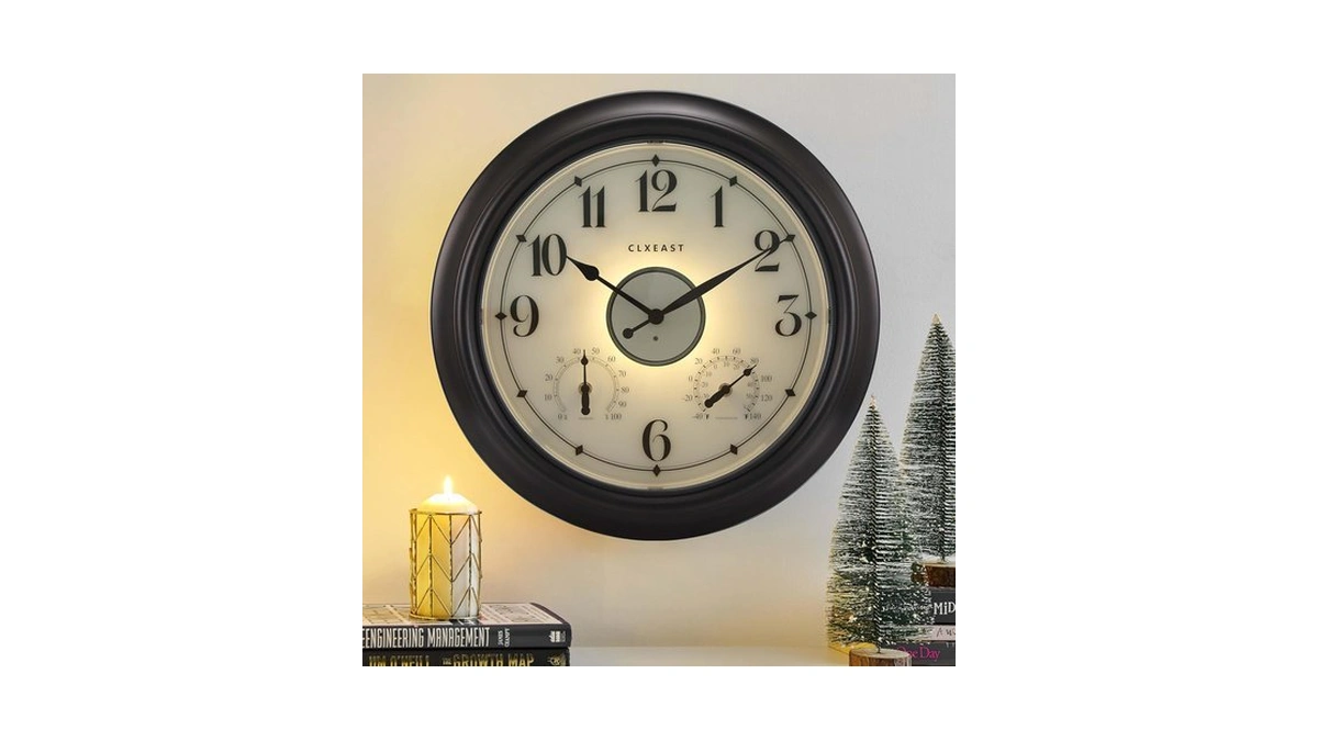 Clxeast 18 Inch Large Illuminated Outdoor Clocks Waterproof