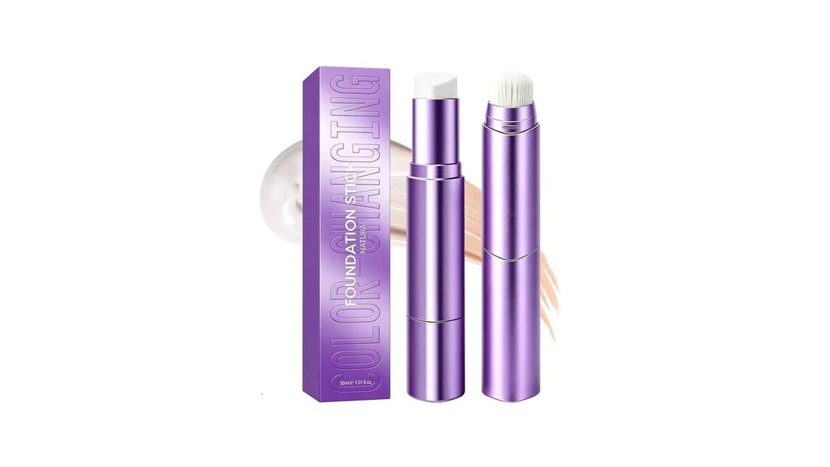 Foundation Stick, 2-in-1 Color Changing Foundation Stick With Brush, Moisturizing