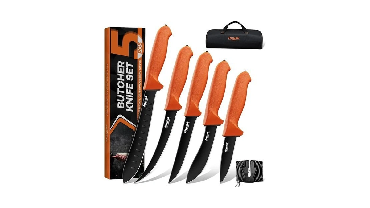 Huusk Butcher Knife Set - Meat Processing Kit With Roll