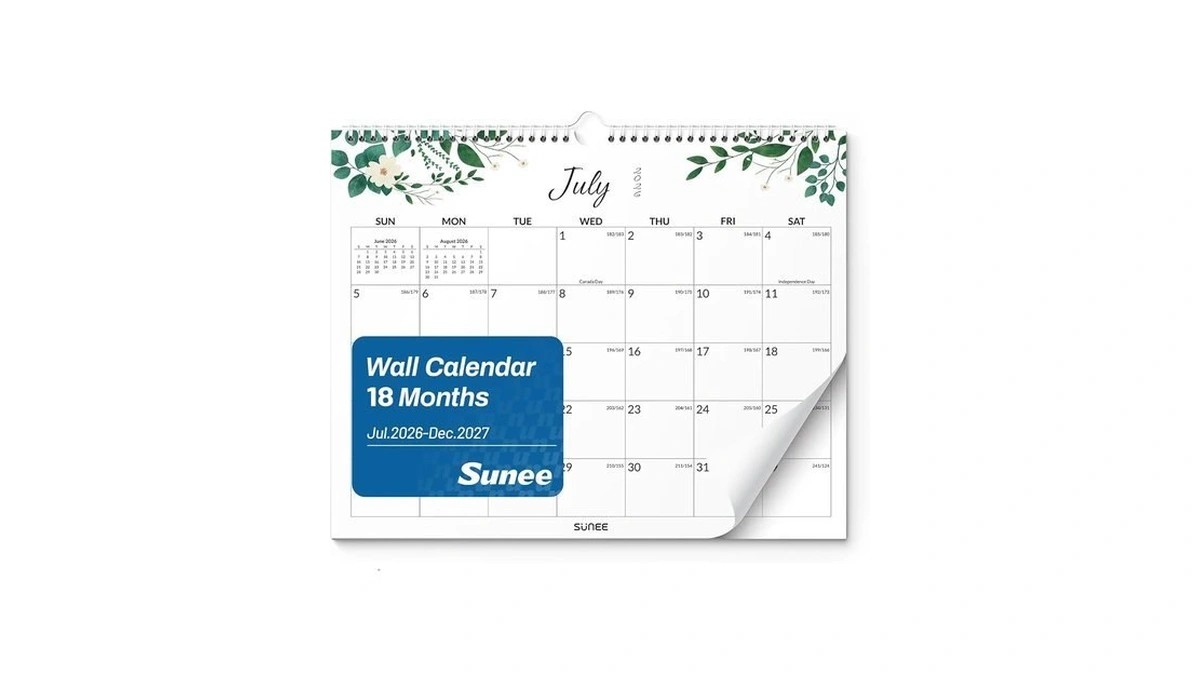 Sunee Wall Calendar 2026-2027 18 Months Jul. 2026 - Dec.