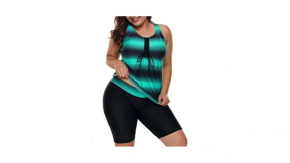 Lalagen Women 2026 Plus Size Tankini Swimsuit Capris Two Piece