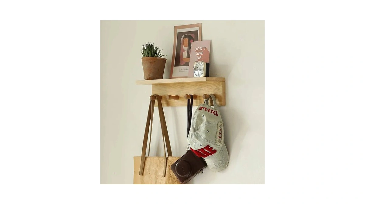 Xaomlp Entrance Coat Rack ，coat Hooks, Wall-mounted Wooden Hook Rack,