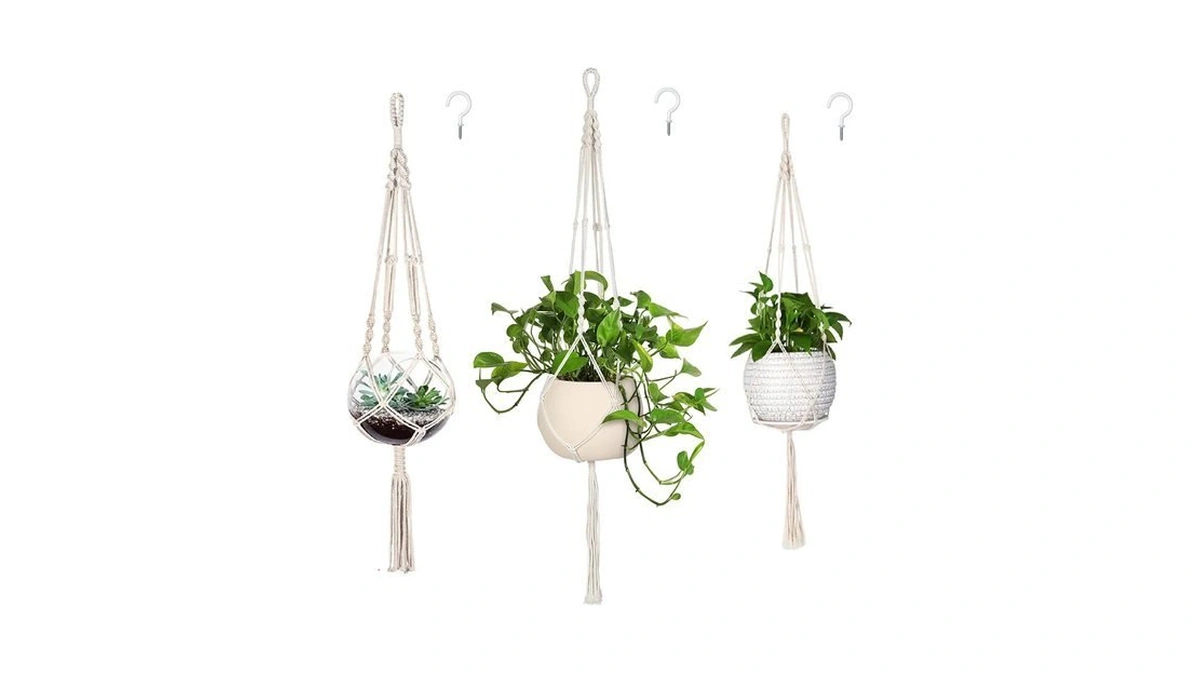 Mipon 3 Pack Macrame Plant Hangers, Hanging Planters For Indoor