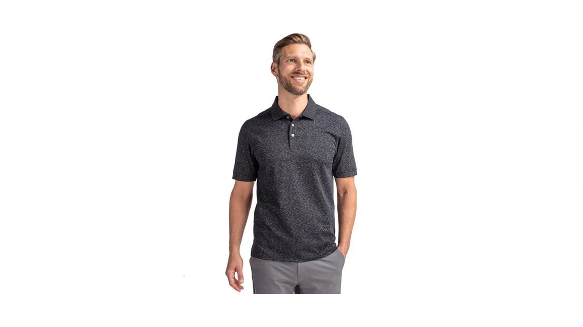 Cutter & Buck Men's Advantage Polo Space Dye, Dark Black,