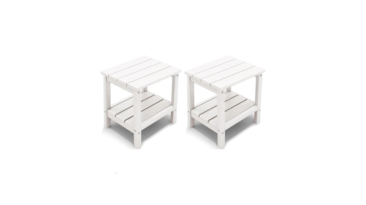 Kingyes Outdoor Side Table Set Of 2, Double Layer Adirondack