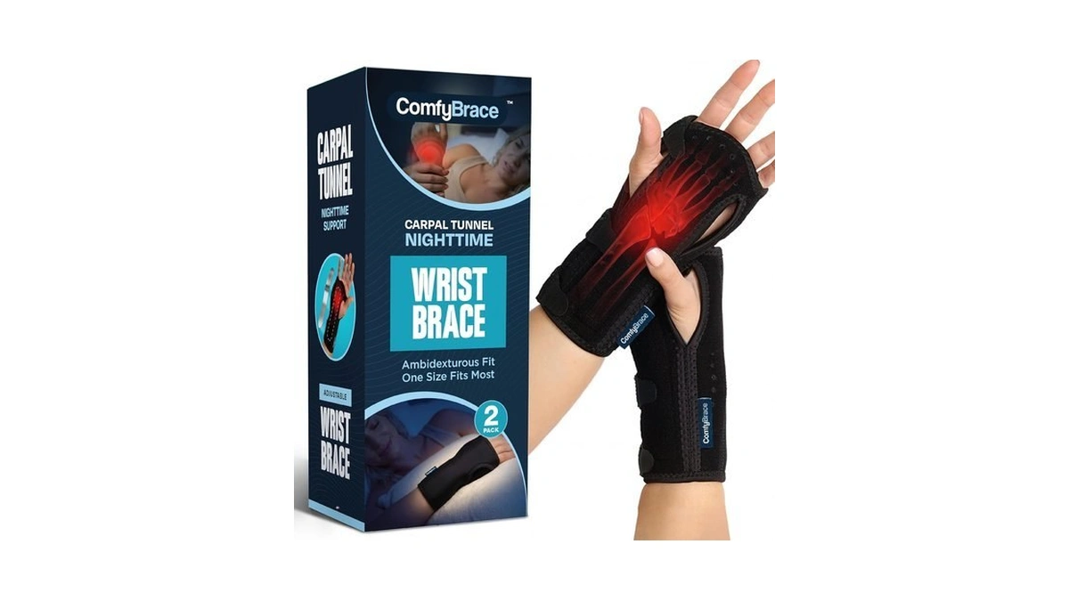 Comfybrace 2 Pack Nighttime Pain Relief Wrist Brace For Carpal