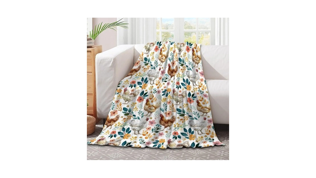 Chicken Blanket For Farmer Lover, Floral Chicken Gifts For Women,