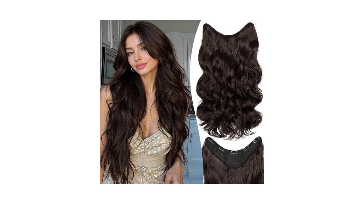 Handaoyou U-lace Clip-in Extensions For Dark Brown, Curly Long Wave