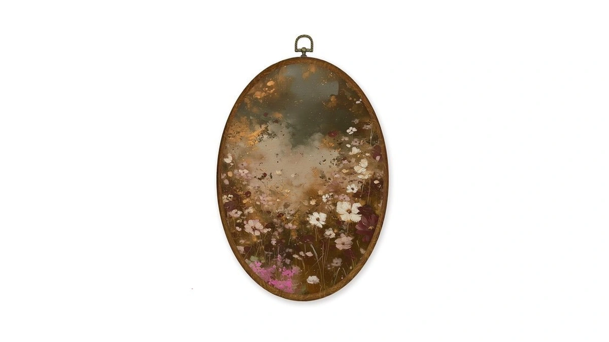 Wulqying Vintage Moody Floral Wall Art Decor Oval Framed Home