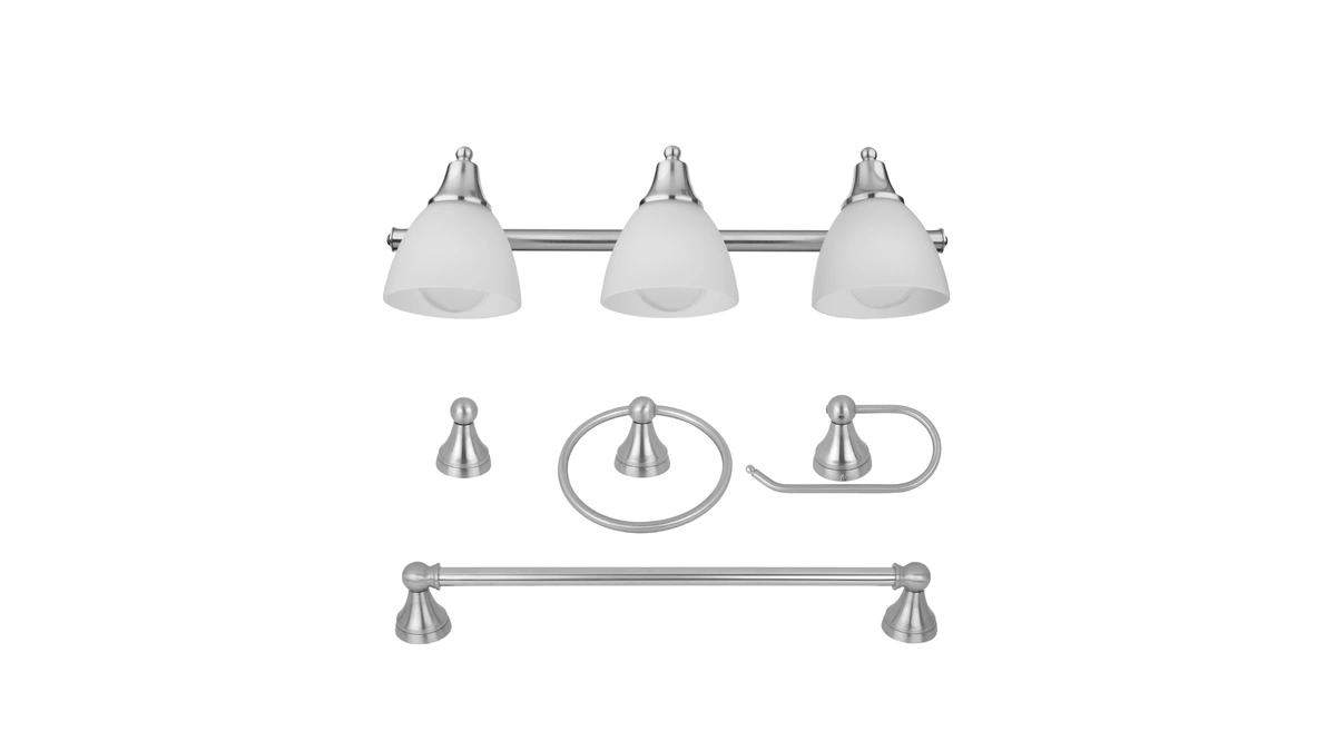 Globe Electric 50700 3-light Vanity All-in-one Bathroom Set, 5 Piece