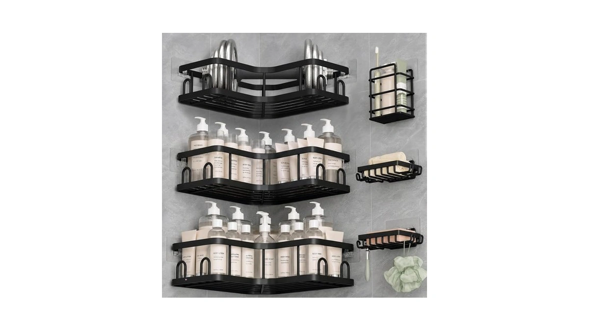 Veken Large Capacity Corner Shower Caddy 6-pack, Advanced Rustproof Design
