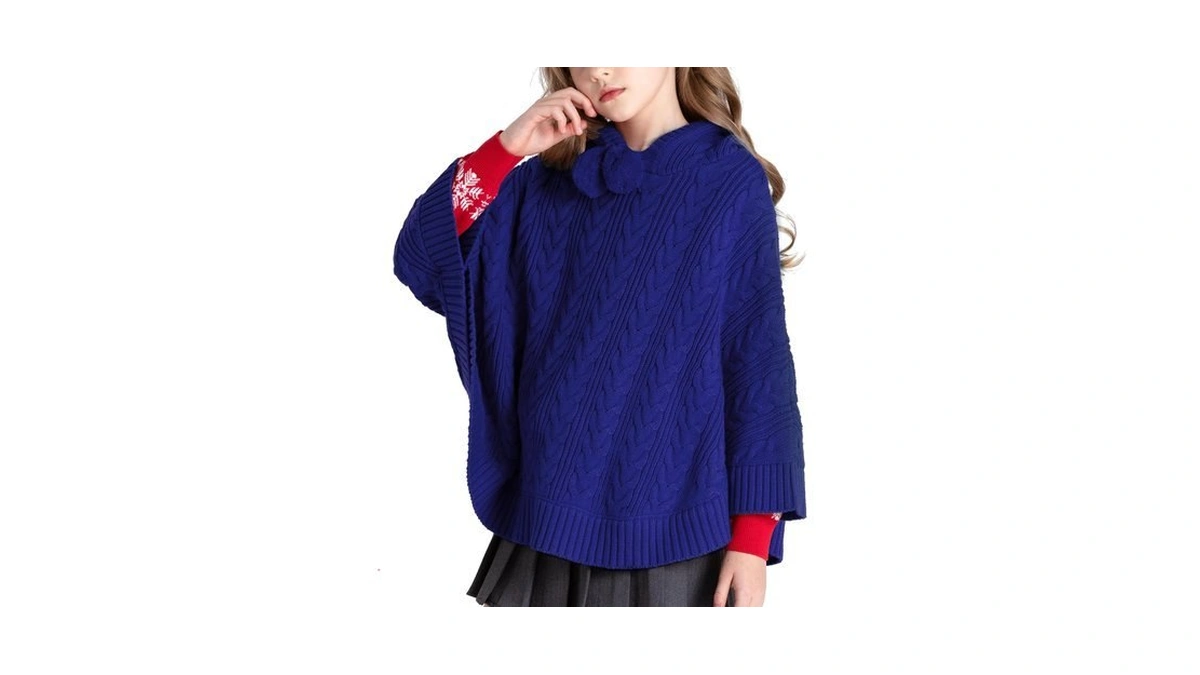 Boboyoyo Cape For Girls Hooded Cable Knit Poncho Sweaters Kids