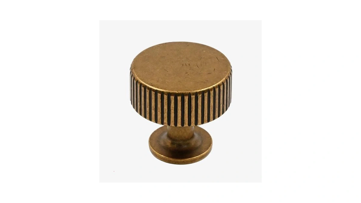 9build 10 Pack Kitchen Cabinet Knobs Antique Brass, Retro Round