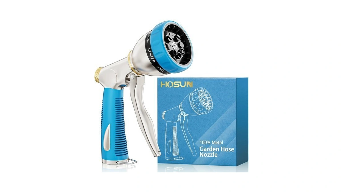 Hosun 100% Metal Garden Hose Nozzle Sprayer With Ergonomic Handle,
