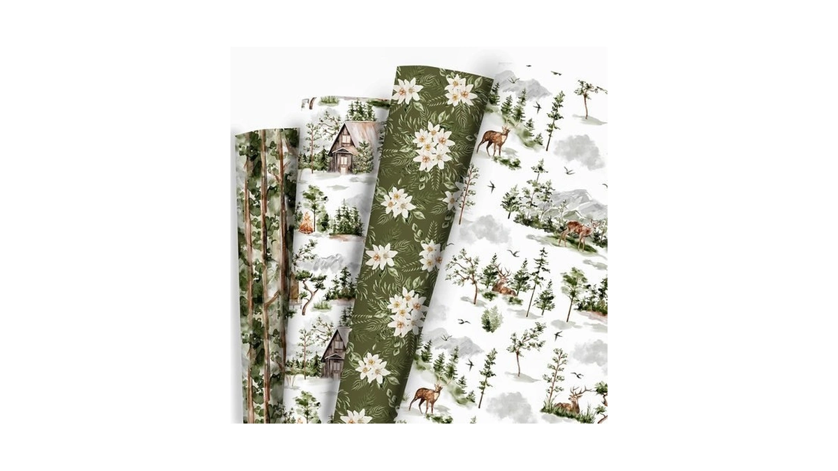 Vnaaem Forest Wrapping Paper 4 Watercolor Holiday Style Gift Wrap