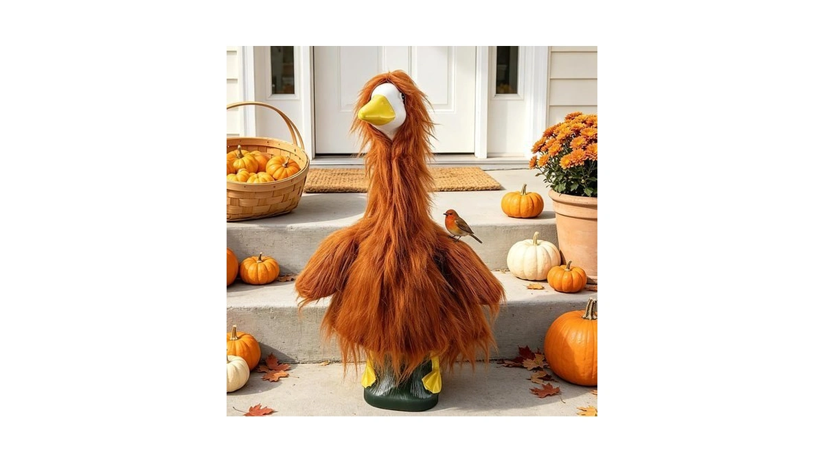 Fall Porch Goose Outfits Scarecrow For 23“ Yard Goose Statue