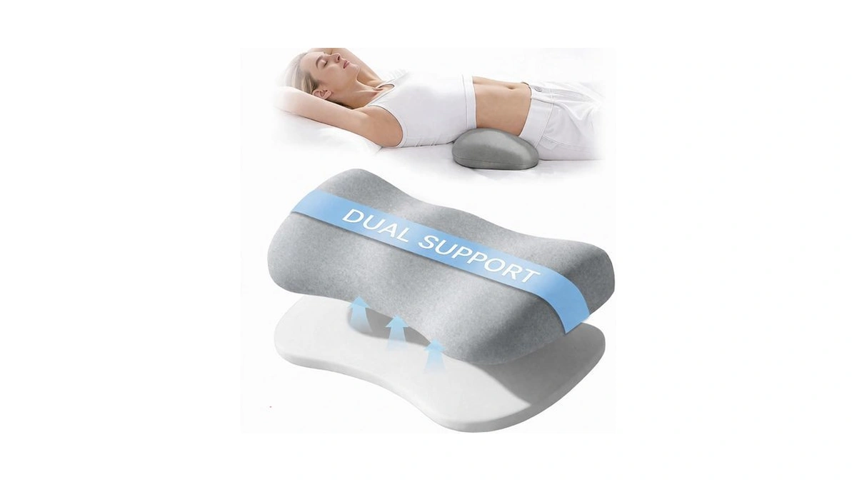 Adjustable Height Lumbar Support Pillow For Sleeping, Ergonomic Contour Lower