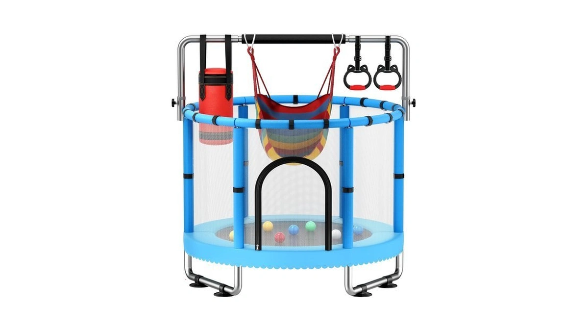 Chilixixi 60" Trampoline For Kids With Enclosure, 5-1 Toddler Trampoline