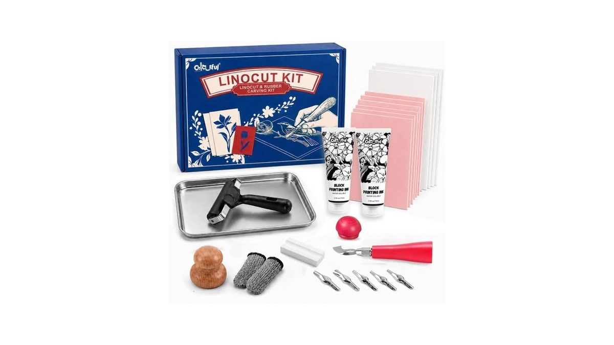 Colorful Linocut Kit For Printmaking, 2-color Block Printing Ink For