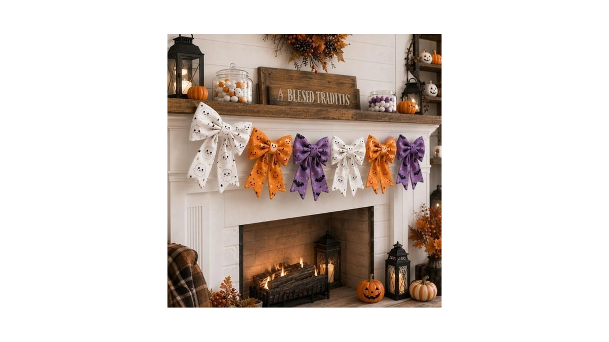 Halloween Decorations - Halloween Garland -6.5 Ft Cotton Bow Garland