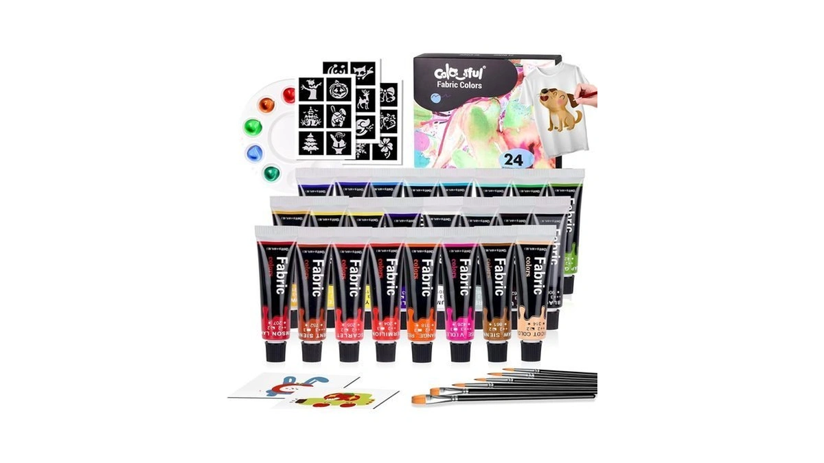 Colorful Fabric Paint Set For Clothes,24 Colors 0.4 Fl Oz