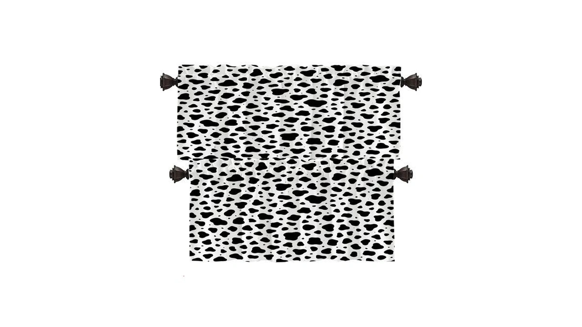 Shrahala Dalmatian Spots Kitchen Valances, Fur Horizontal Black Chaotic Spots