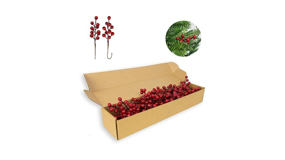 J'floru 50 Pack Christmas Tree Decorations 6.5 Inch Artificial Berry