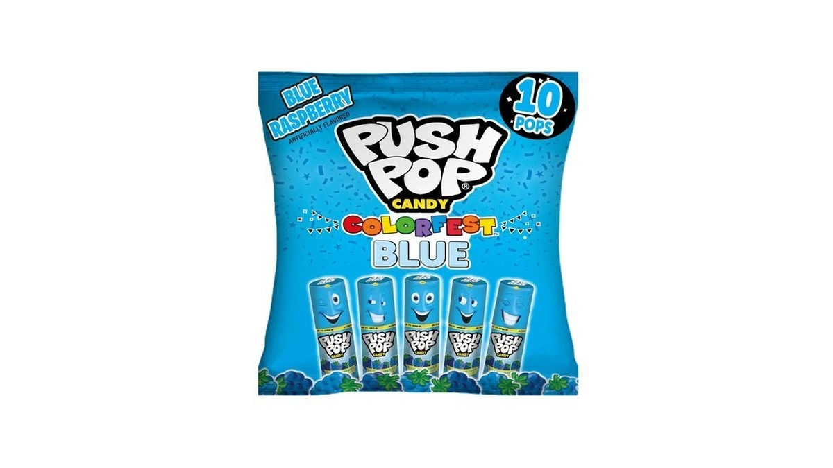 Push Pop Easter Blue Hard Candy Lollipops, 10 Ct Bulk