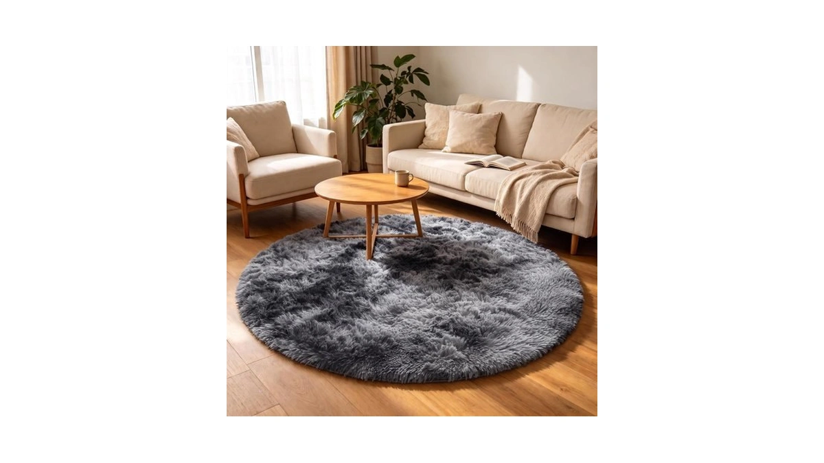Onasar Tie-dyed Dark Grey Round Area Rugs 5ft, Ultra Soft
