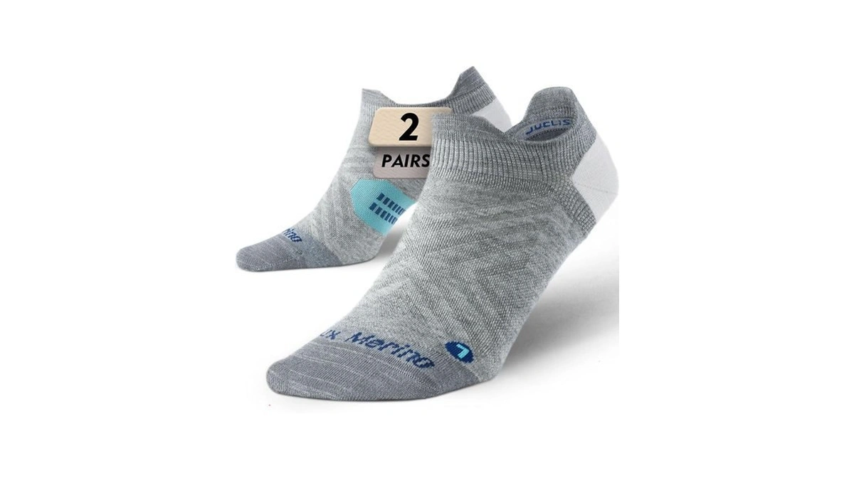 Juclise Men's Thin Merino Wool No Show Running Socks, Summer