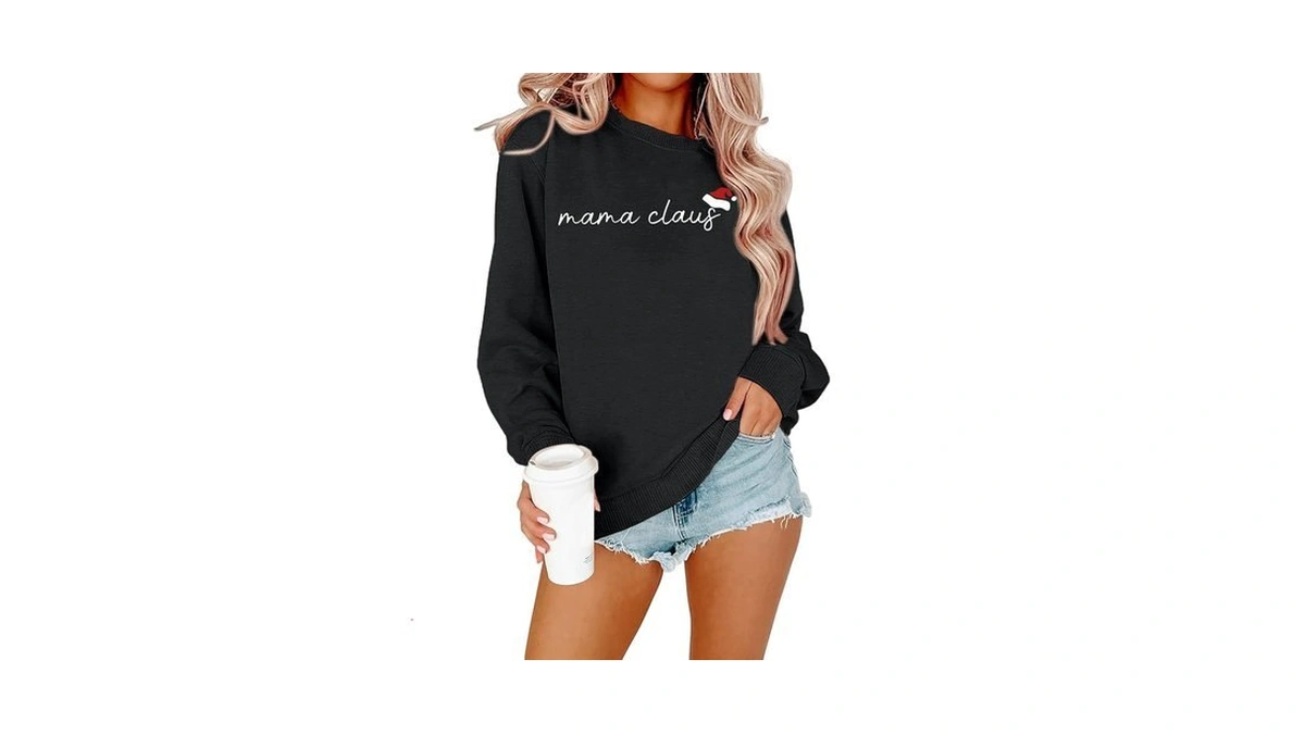 Christmas Nana Claus Sweatshirt Womens Mama Claus Pullover Merry Outfits