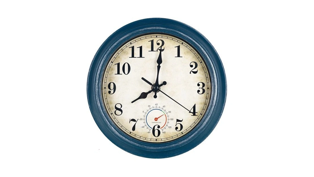 Meridra Wall Clock With Thermometer Silent Sm...