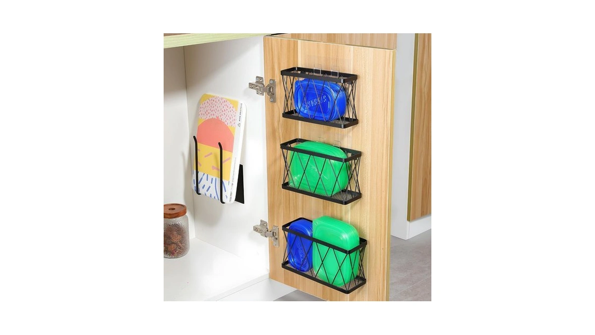 Yigii Cutting Board Holder + 3 Pack Adhesive Cabinet Door