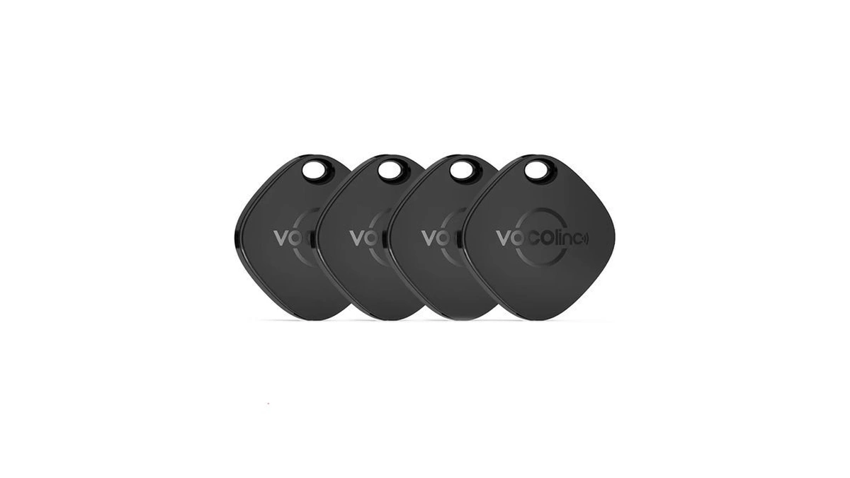 [apple Mfi Certified] Vocolinc Air Tracker Tags 4 Pack Black,