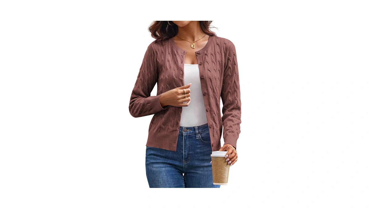 Grace Karin Cable Knit Cardigan Sweaters For Women Lightweight Fall