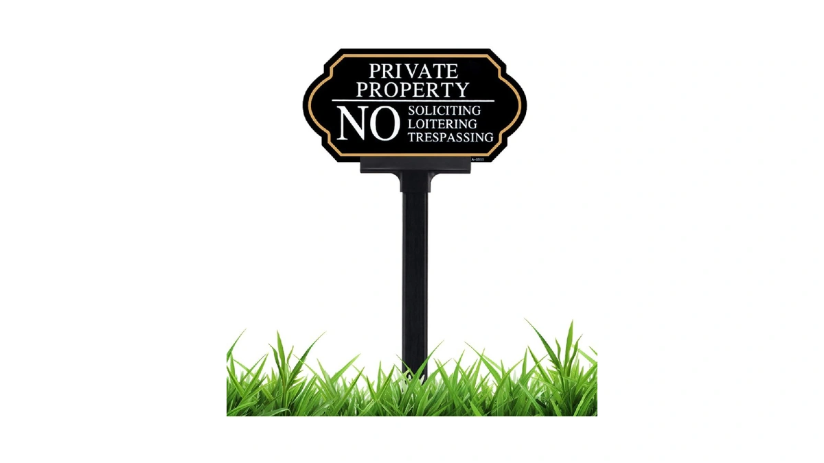 Private Property No Trespassing Sign, 5x10 Inch No Soliciting Yard