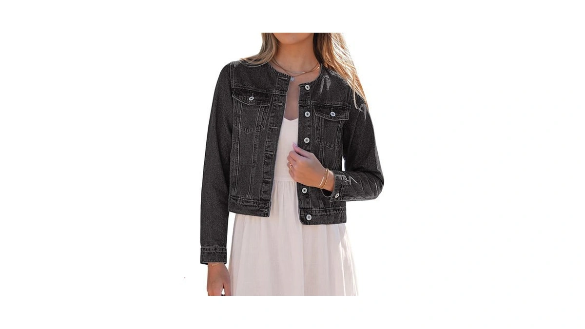 Luvamia Jean Jacket Women Trendy Collarless B...