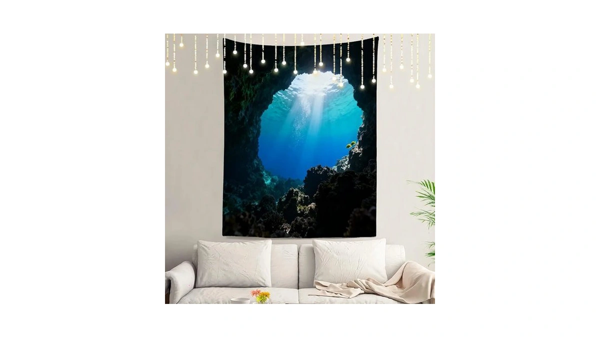 Shrahala Underwater Tapestry, Scuba Wall Hanging Hd Print Polyester Backdrop