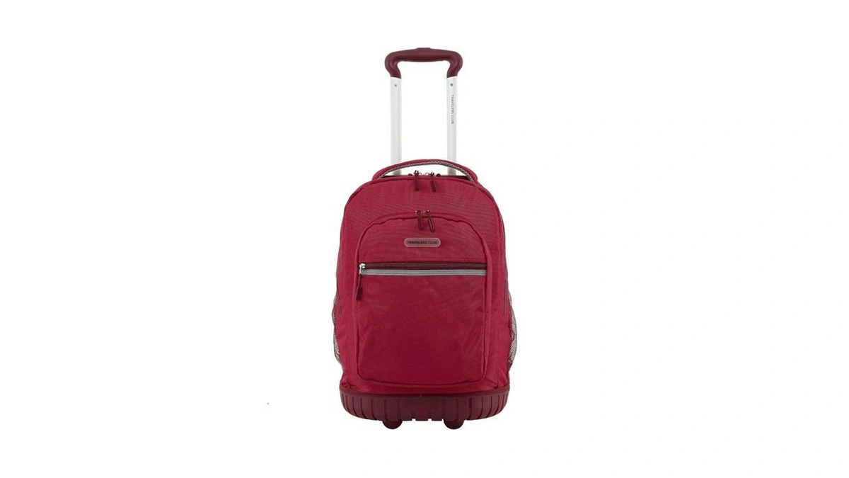Travelers Club 20" Rolling Backpack With Laptop Compartment, Red