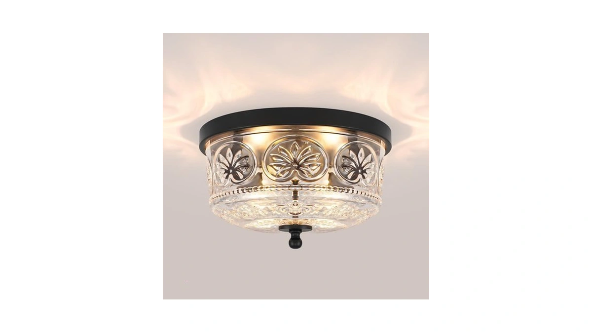 Ditoon 12 Inch 2-light Vintage Black Flush Mount Ceiling Light